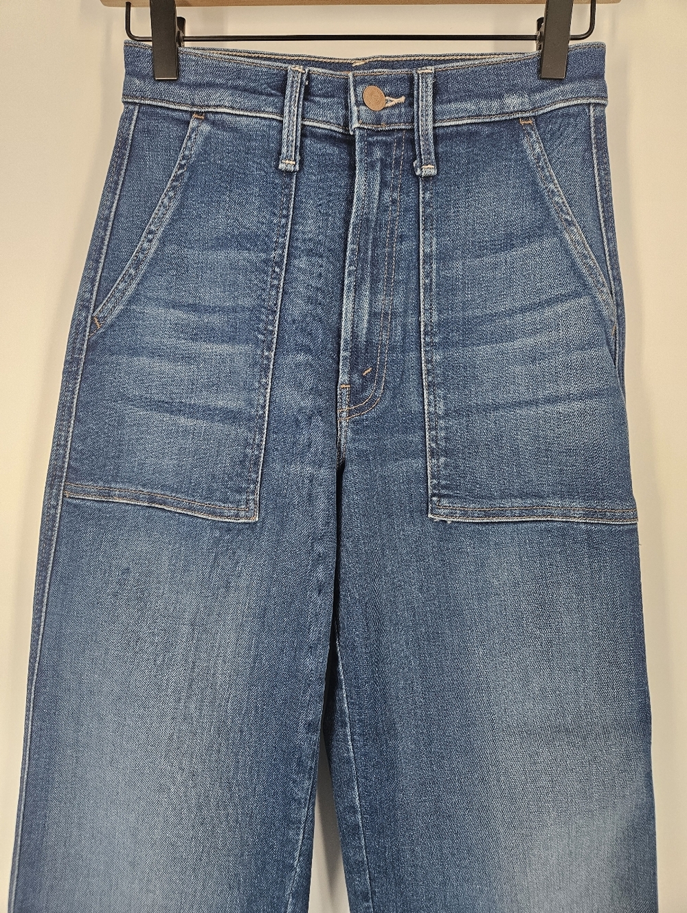 Mother The Stitch Up Maven Hover Wide Leg Jeans In Nip It In The Bud Wash - Picture 4 of 14